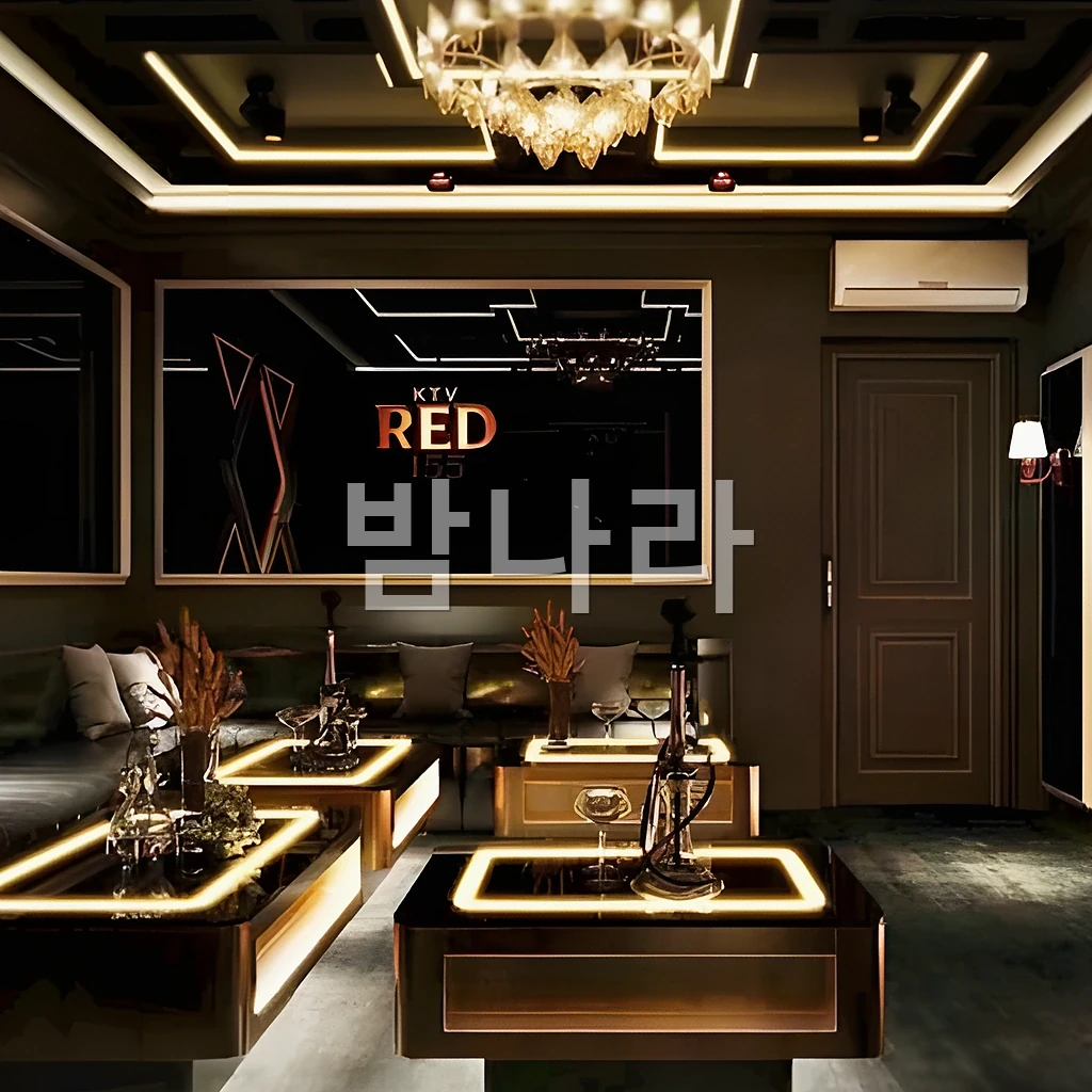 호치민 RED 155 가라오케 룸 인테리어와 좌석 배치