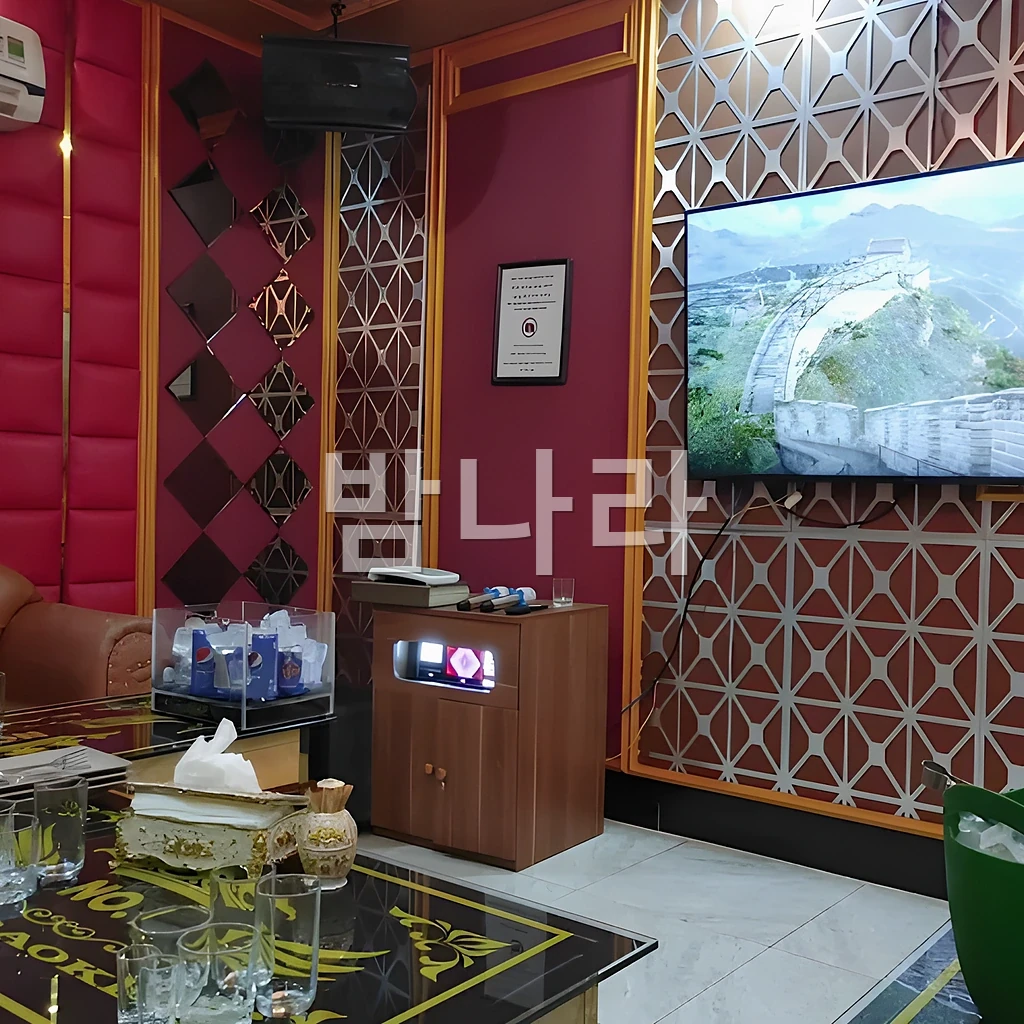 호치민 더원 가라오케 일행이 노래하는 룸의 야간 조명