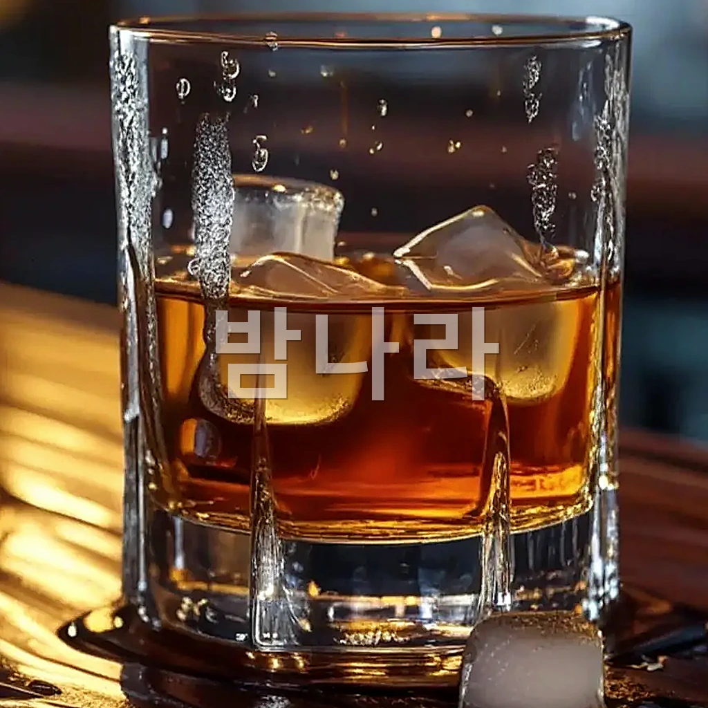 나트랑 마스터 가라오케 위스키 온더록 잔 클로즈업