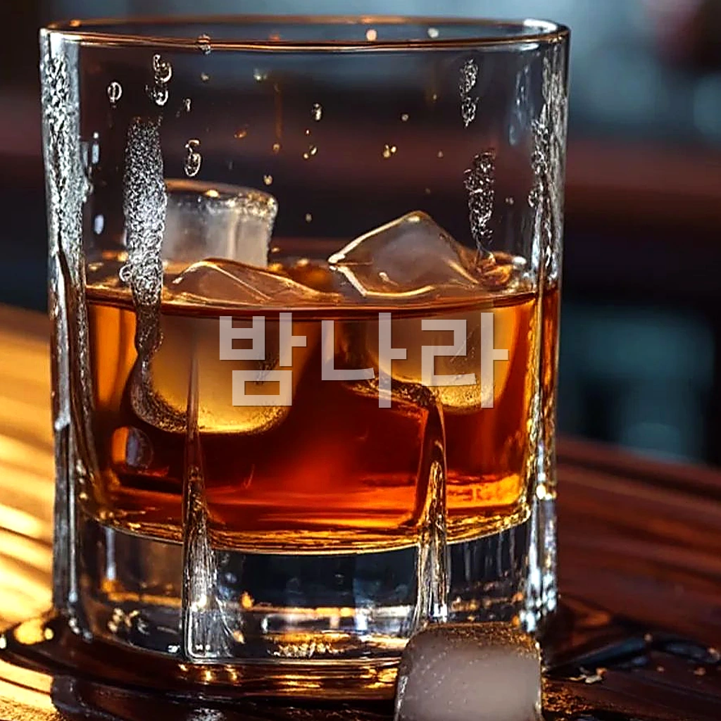 나트랑 마스터 가라오케 얼음 넣은 위스키 잔 디테일