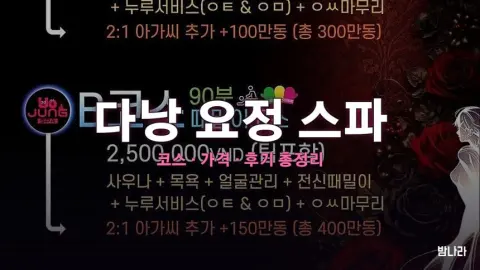 다낭 불건마·붐붐 다낭 요정 스파 — 팜반동 신축 남성전용, 때밀이·방석집 코스 가격
